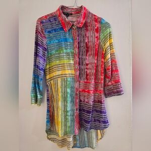 Boho-Chic 3/4 Sleeve Button Down Top